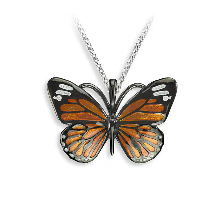 Monarch Butterfly Necklace, Sterling and Enamel