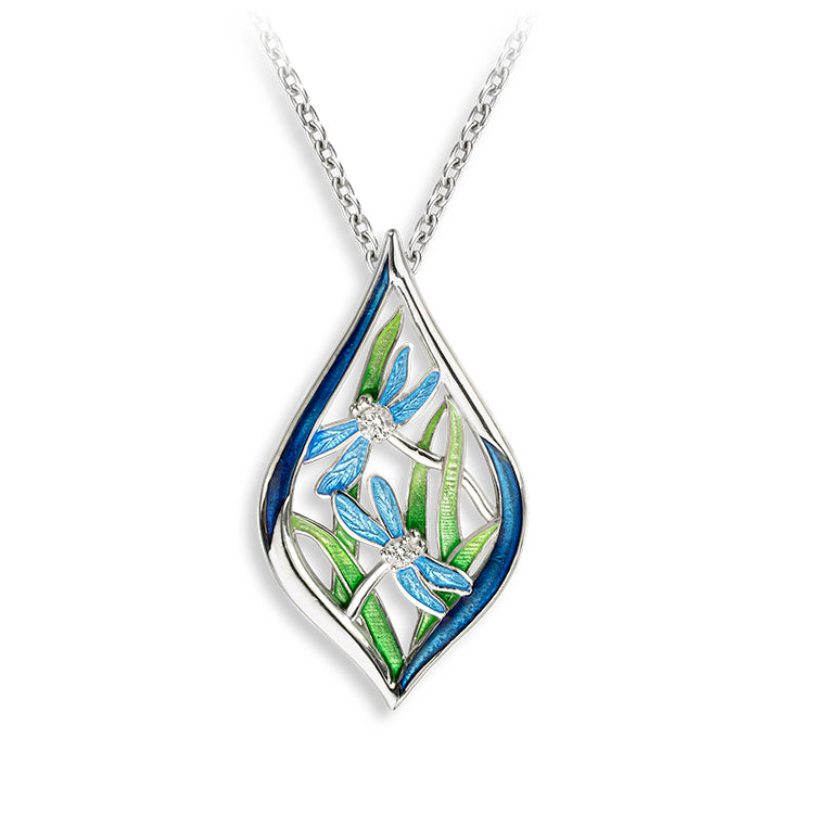 Dragonfly Necklace, Sterling and Enamel