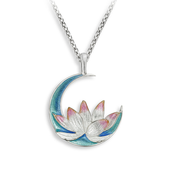 Lotus Flower Necklace Sterling &amp; Enamel