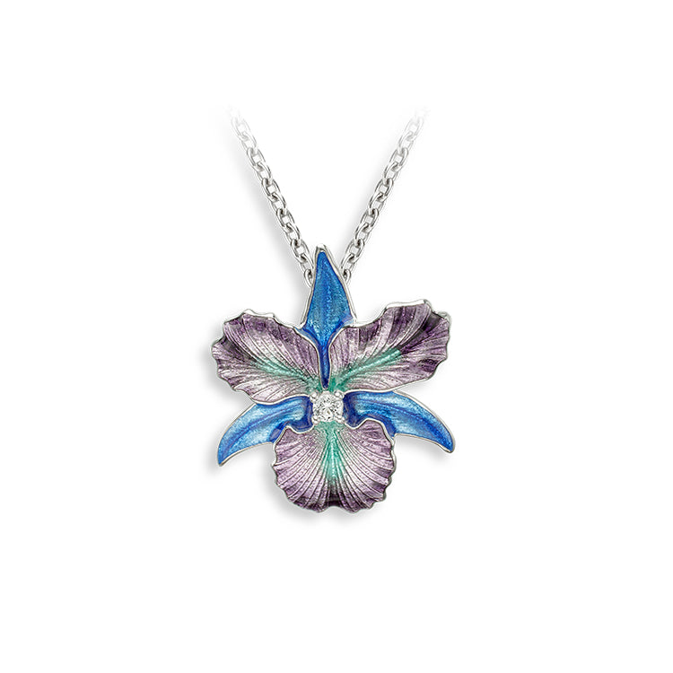 Orchid Necklace, Sterling and Enamel
