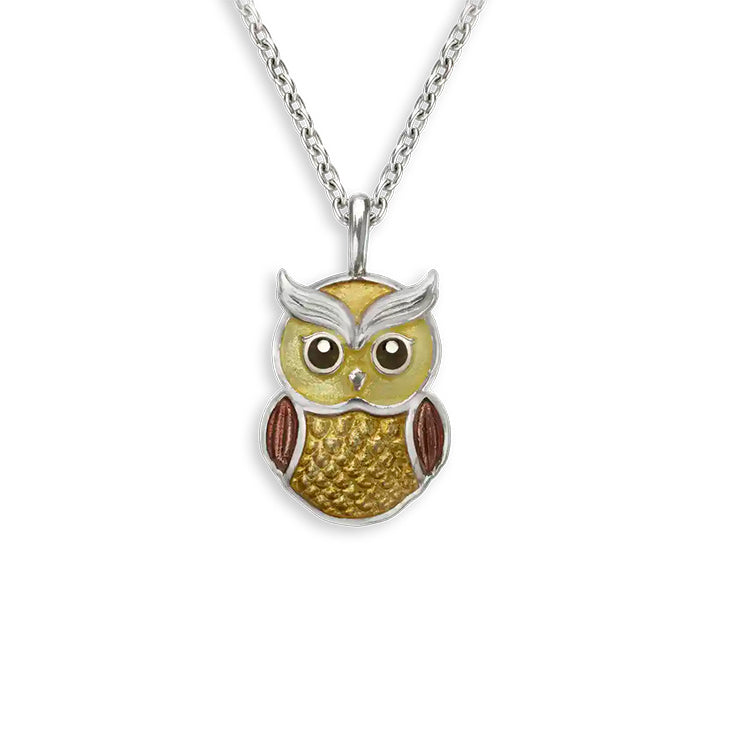 Owl Necklace, Sterling and Enamel