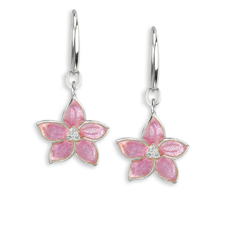 Pink Flower Earrings Sterling &amp; Enamel