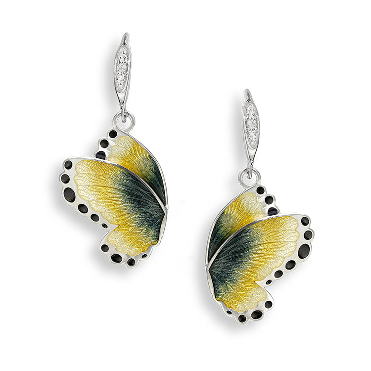 Butterfly Earrings, Sterling and Enamel