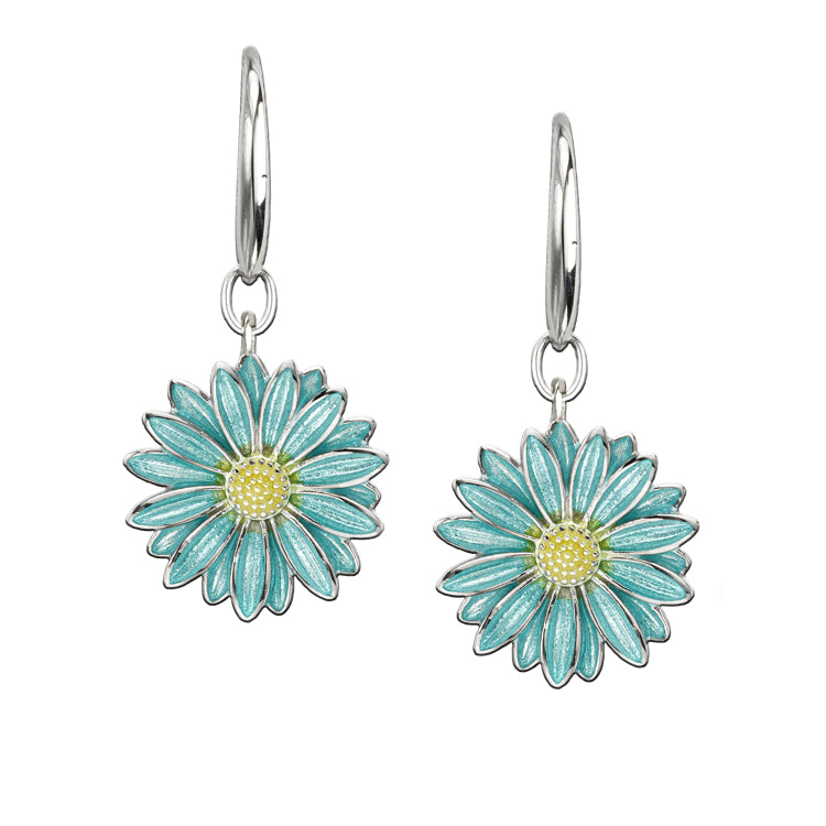 Gerbera Daisy Earrings Sterling &amp; Enamel