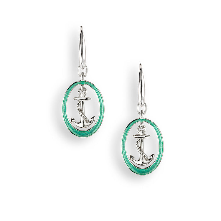 Anchor Earrings, Sterling and Enamel