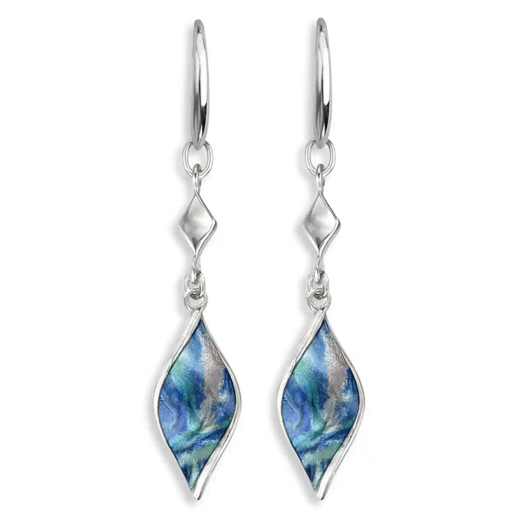 Aurora Marquise Swivel Earrings,Sterling and Enamel