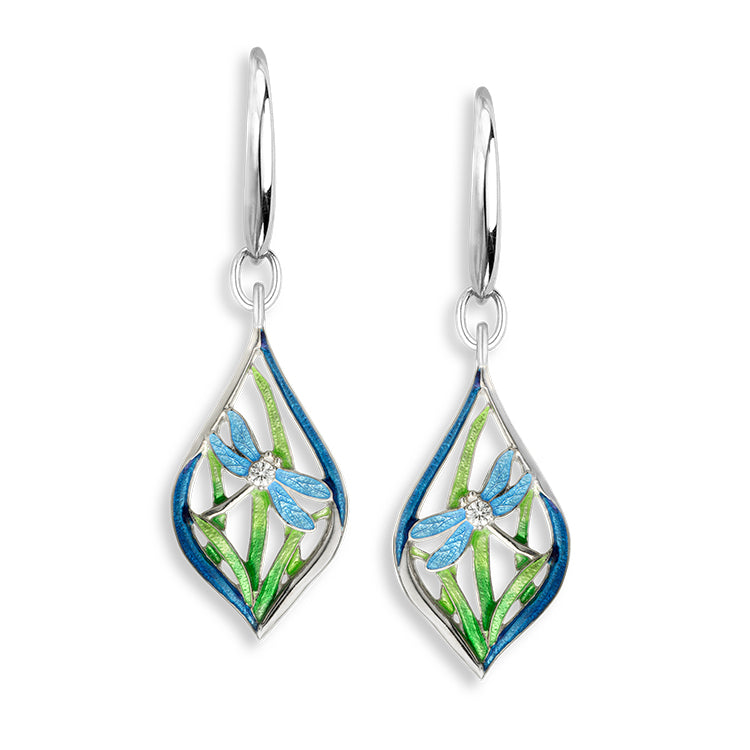 Dragonfly Earrings, Sterling and Enamel