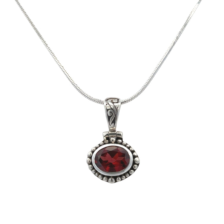 Garnet Necklace, Sterling