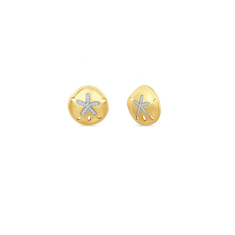 Sand Dollar Earrings, 14Kt &amp; Diamonds