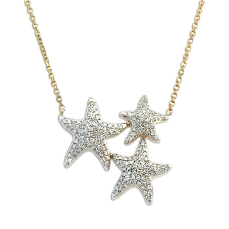 Starfish Necklace with Diamonds, 14Kt