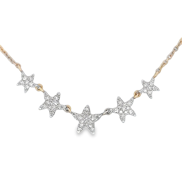 Starfish Necklace with Diamonds, 14Kt