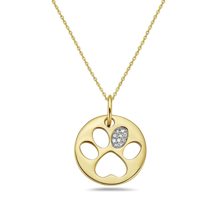 Paw Print Necklace, 14Kt