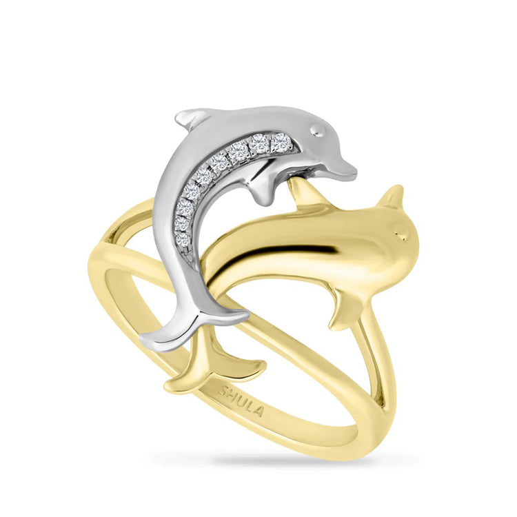 Dolphins Ring,  14Kt Two Tone
