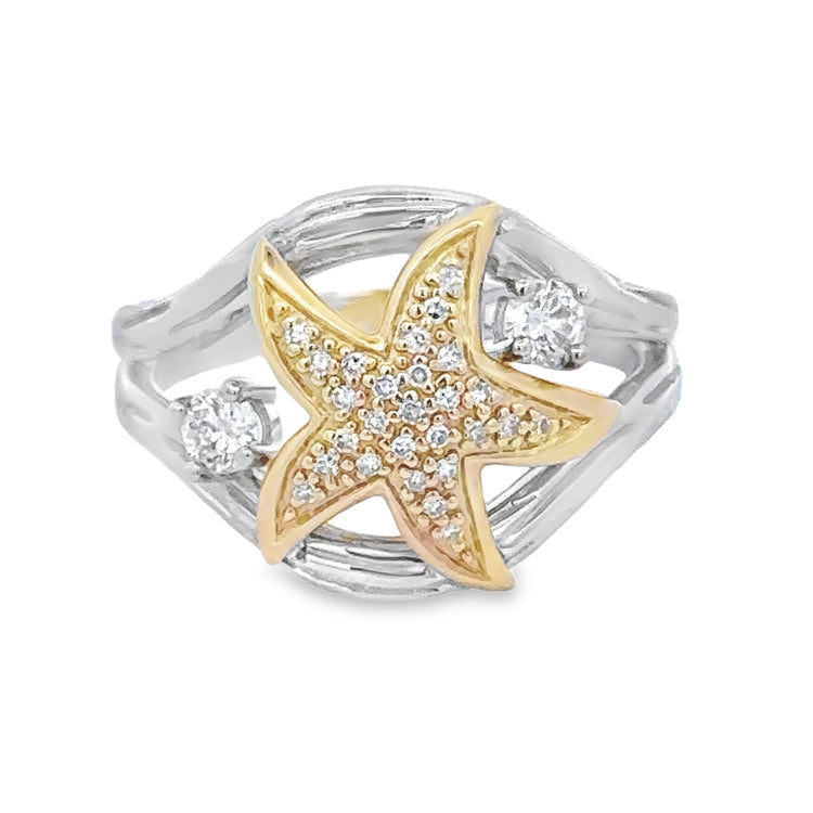 Diamond Starfish Ring, 14Kt