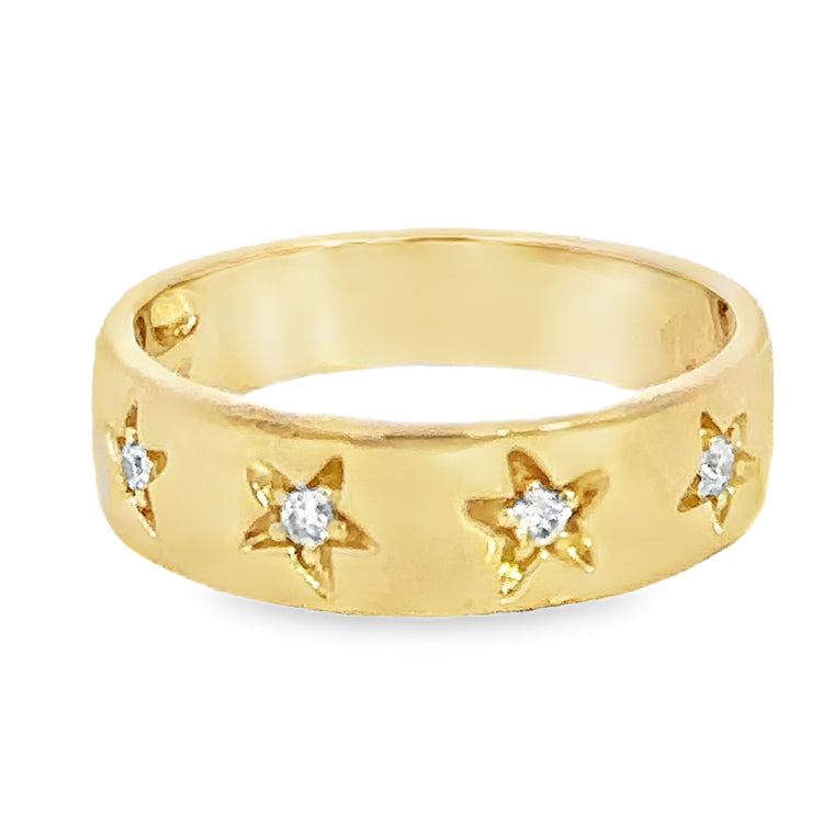 Diamond Star Band Ring, 14Kt