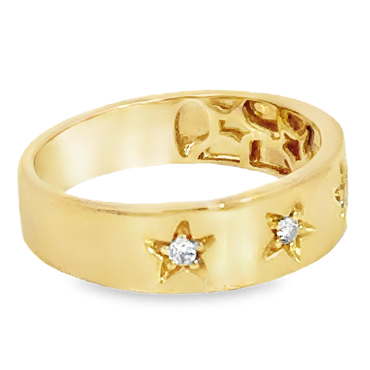 Diamond Star Band Ring, 14Kt