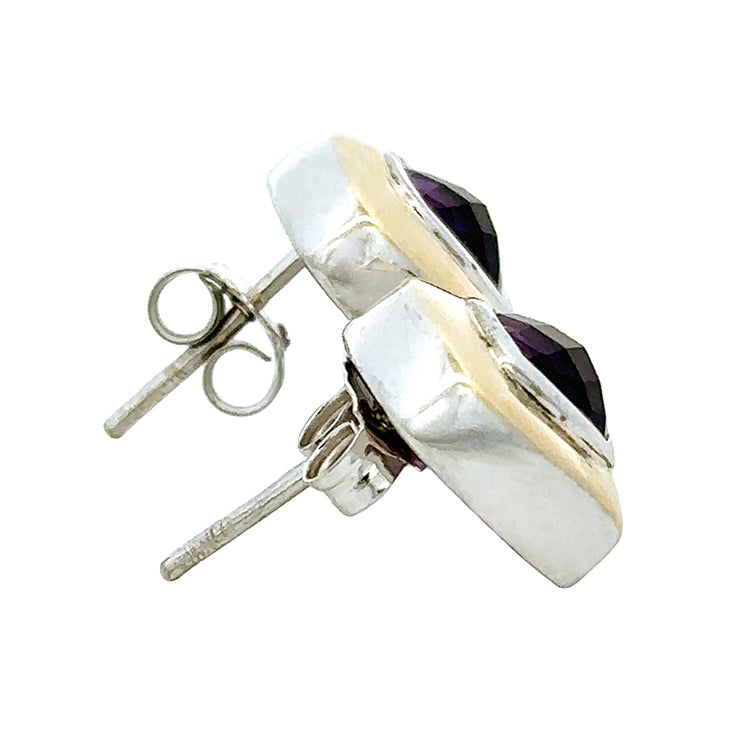 Amethyst Earrings, Sterling &amp; 18Kt