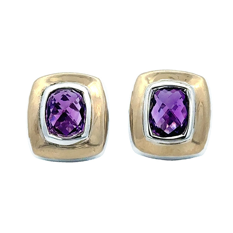 Amethyst Earrings, Sterling &amp; 18Kt