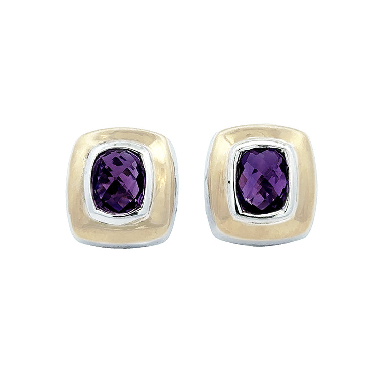 Amethyst Earrings, Sterling &amp; 18Kt