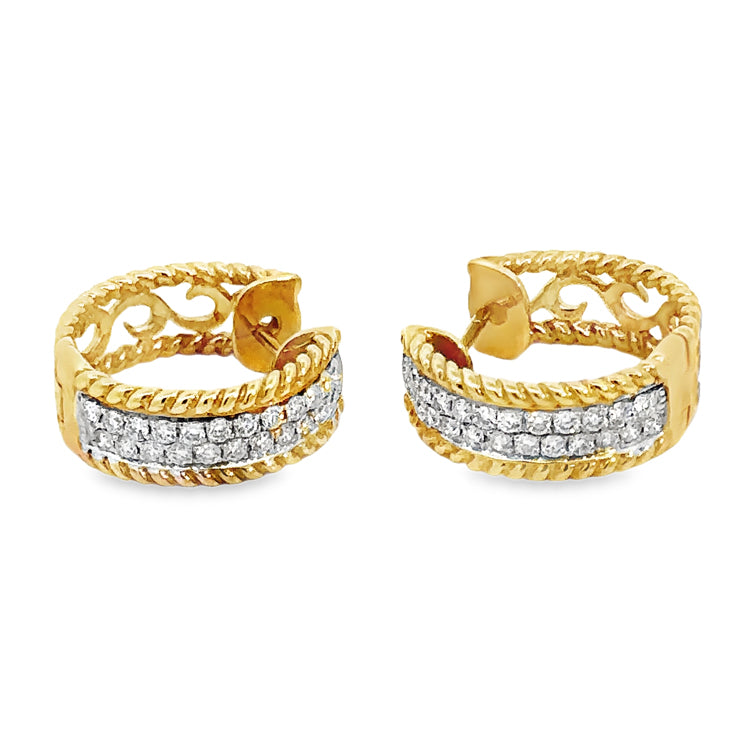 Diamond Hoop Earrings, 14Kt