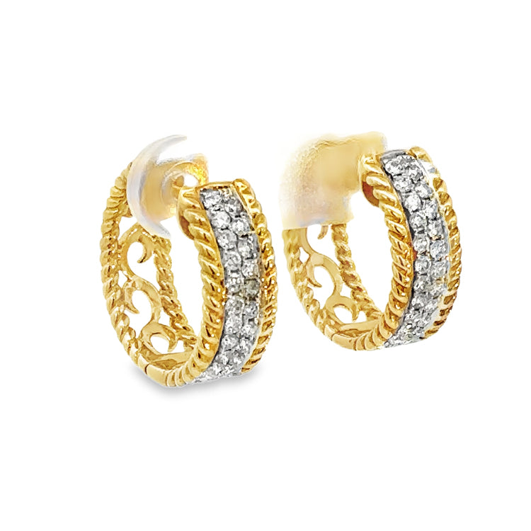 Diamond Hoop Earrings, 14Kt