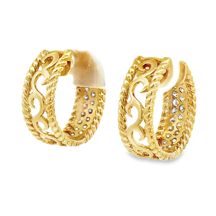 Diamond Hoop Earrings, 14Kt