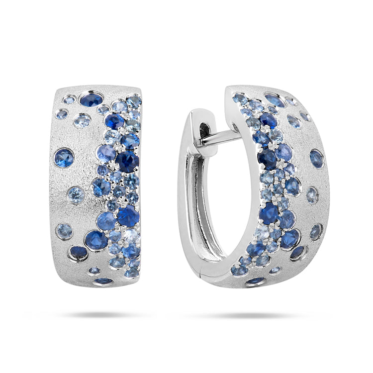 Sapphire Hoop Earrings, 14Kt