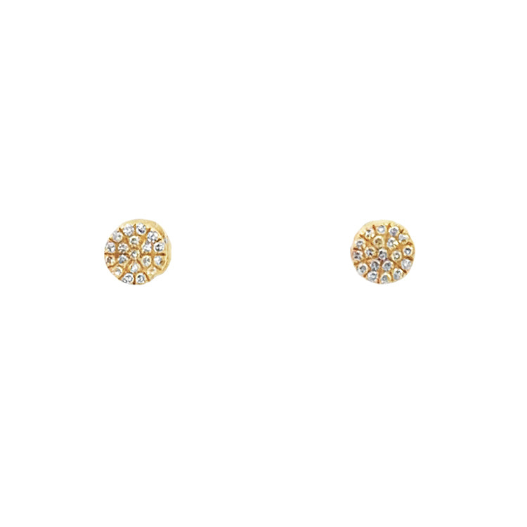Diamond Disc Stud Earrings, 14Kt