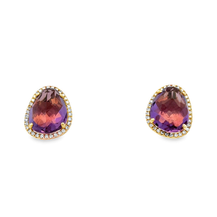 Amethyst Earrings, 14Kt