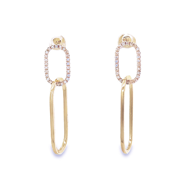 Paperclip Post Earrings, 14Kt