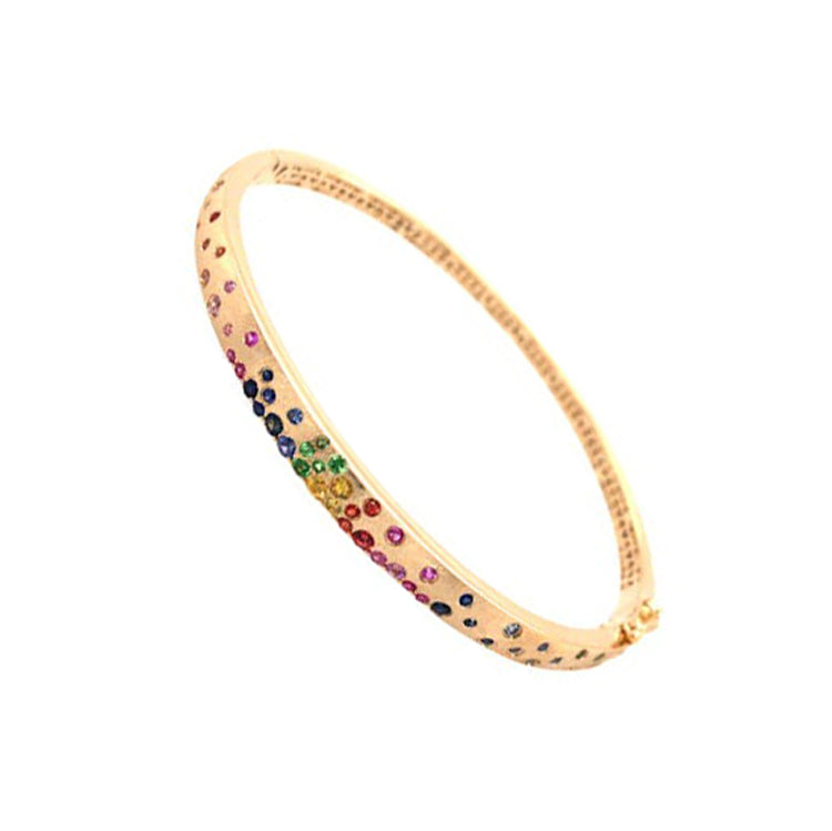 Rainbow Sapphire Bangle Bracelet, 14Kt