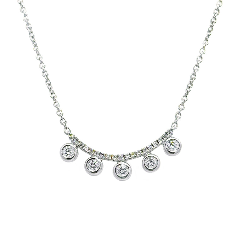 Diamond Bar and Dangles Necklace, 14Kt