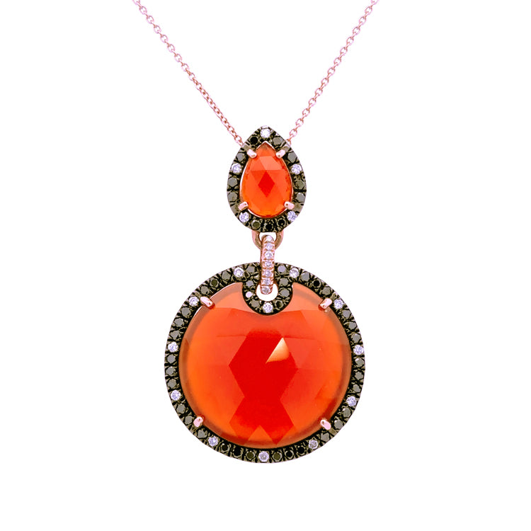 Red Agate and Black Diamond Pendant