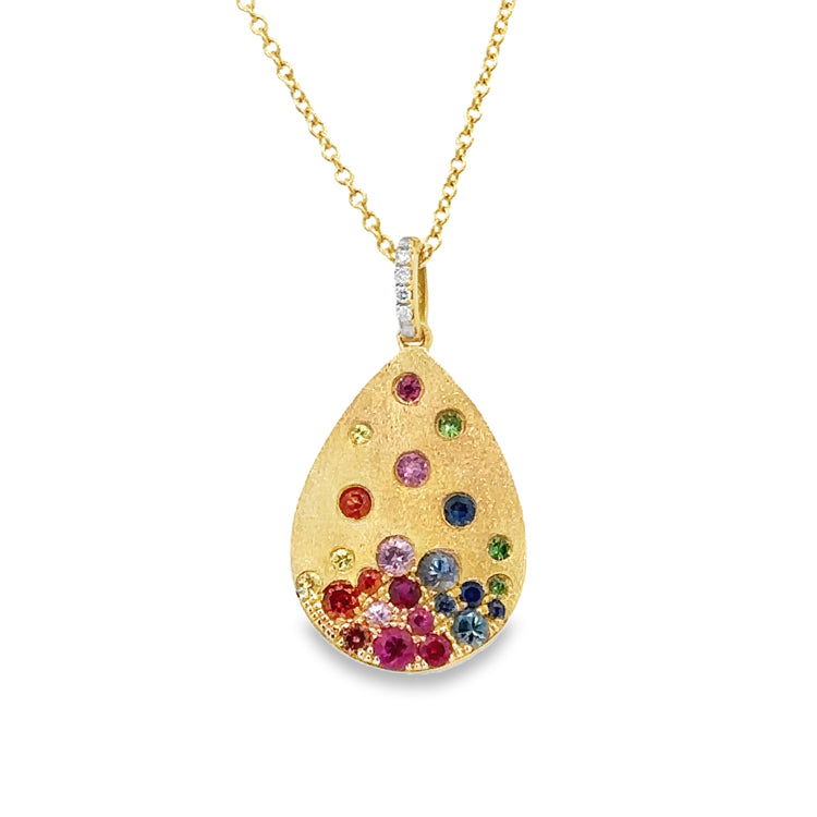 Rainbow Sapphire Pendant, 14Kt