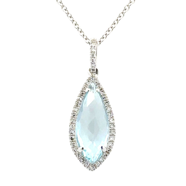 Blue Topaz and Diamond Necklace, 14Kt