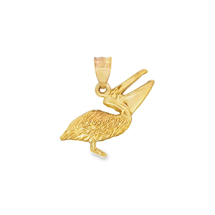 14Kt Yellow Gold Pelican Pendant. An original Cedar Chest Design.  Dimensions; 7/8&quot; drop, 3/4&quot;wide