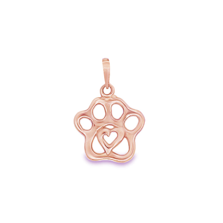 14Kt Rose Gold Heart Paw Print Pendant. An original Cedar Chest Design.  Dimensions: 1/2&quot; diameter, 3/4&quot; total drop