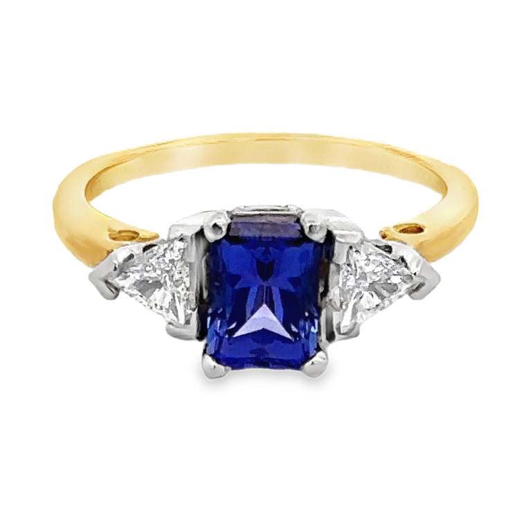 Tanzanite 3-Stone Ring, 18Kt &amp; Platinum