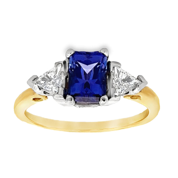 Tanzanite 3-Stone Ring, 18Kt &amp; Platinum