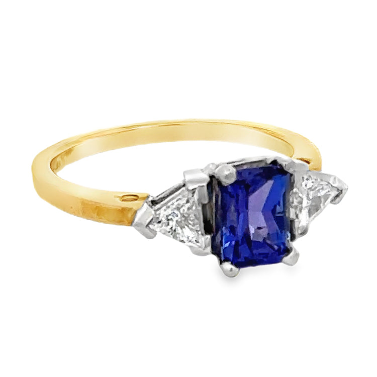 Tanzanite 3-Stone Ring, 18Kt &amp; Platinum