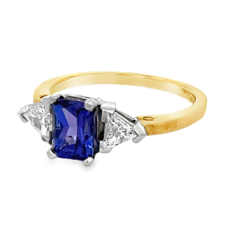 Tanzanite 3-Stone Ring, 18Kt &amp; Platinum