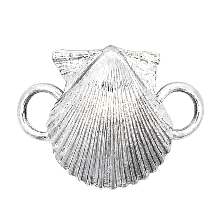 Sterling Silver Scallop Shell Bracelet Topper by The Cedar Chest.  Dimensions: 1 1/8" Length, 7/8" Width