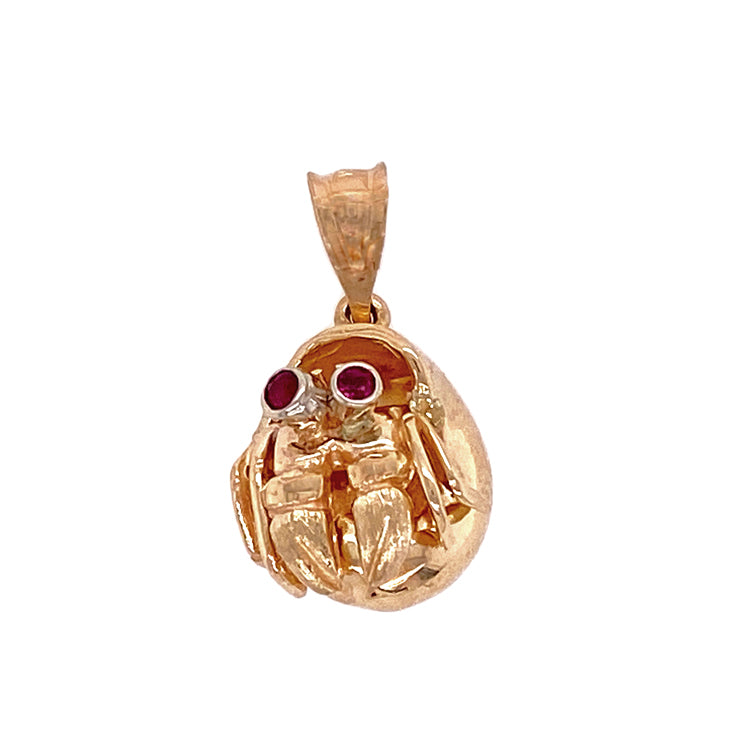 Hermit Crab in Moonsnail Shell Pendant-Small, 14Kt