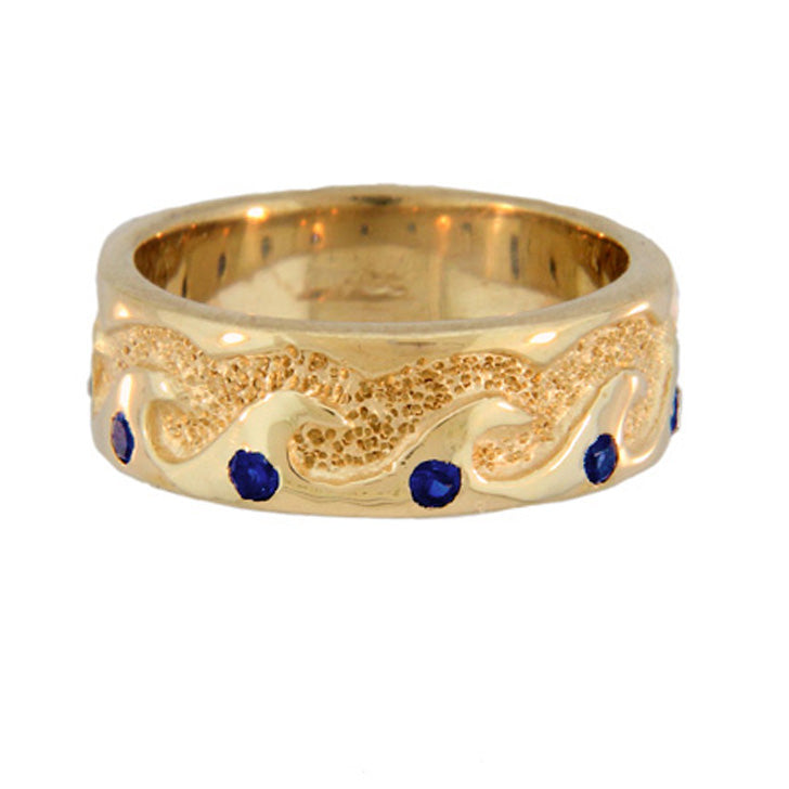 Men&#39;s Wave Band Ring, Sapphire