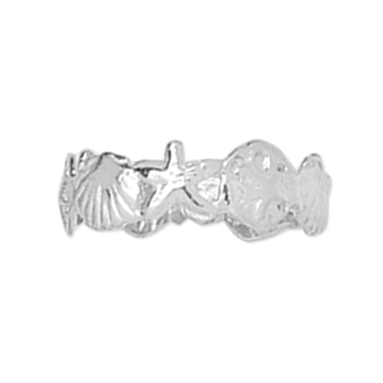 Three Shell Band Ring, 14Kt