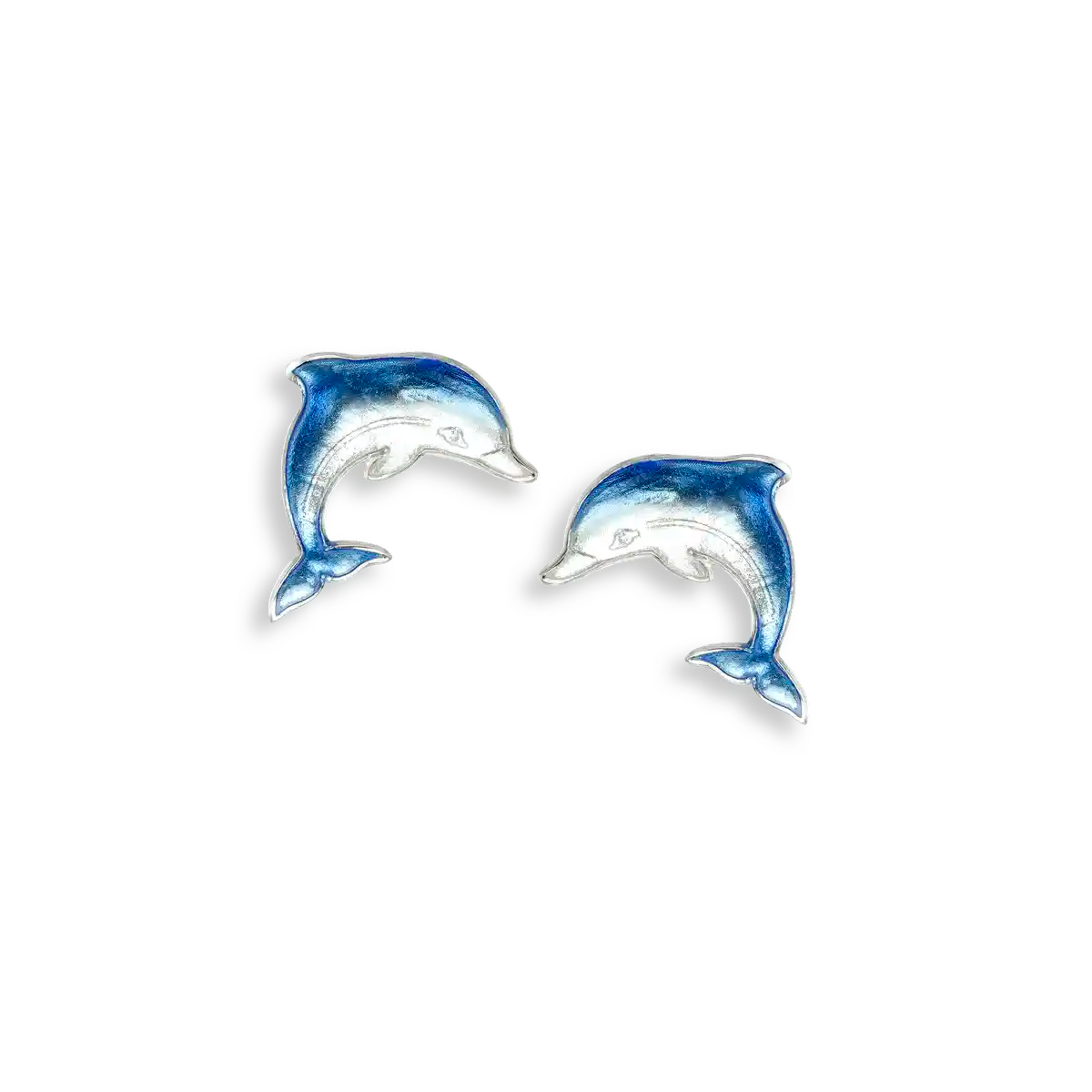 Tiny Dolphin Earrings, Sterling and Enamel