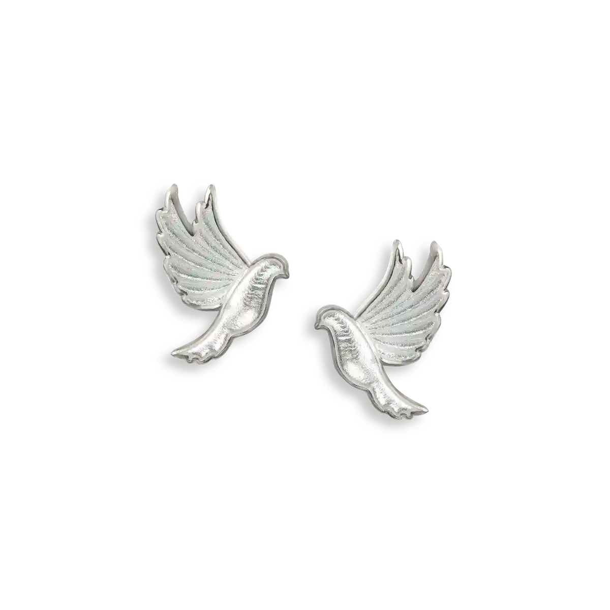 Tiny Dove Earrings, Sterling and Enamel