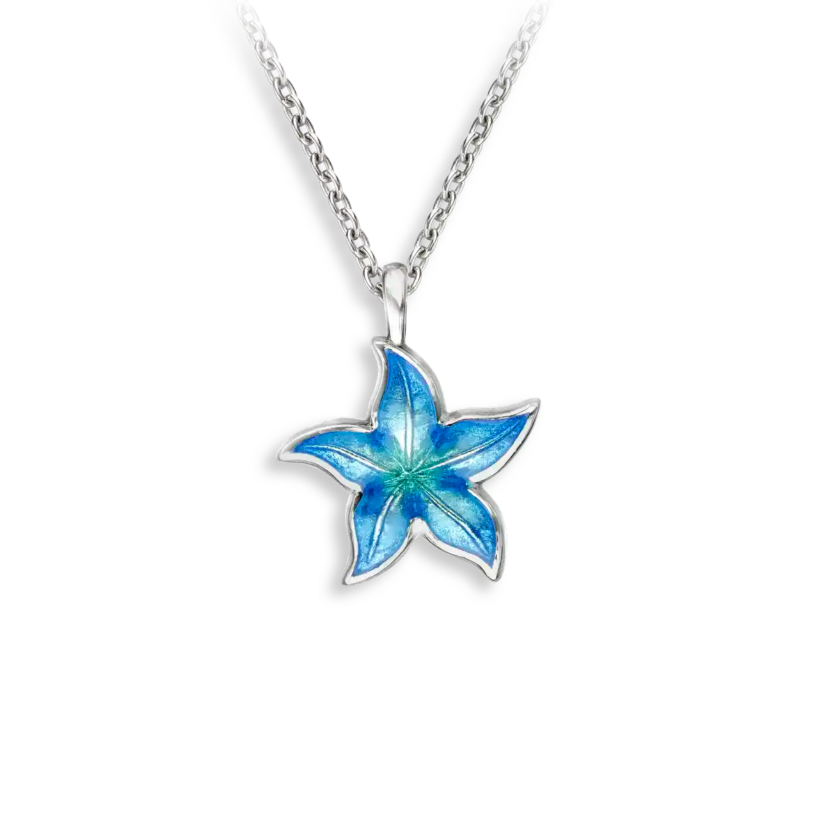 Tiny Starfish Necklace, Sterling and Enamel
