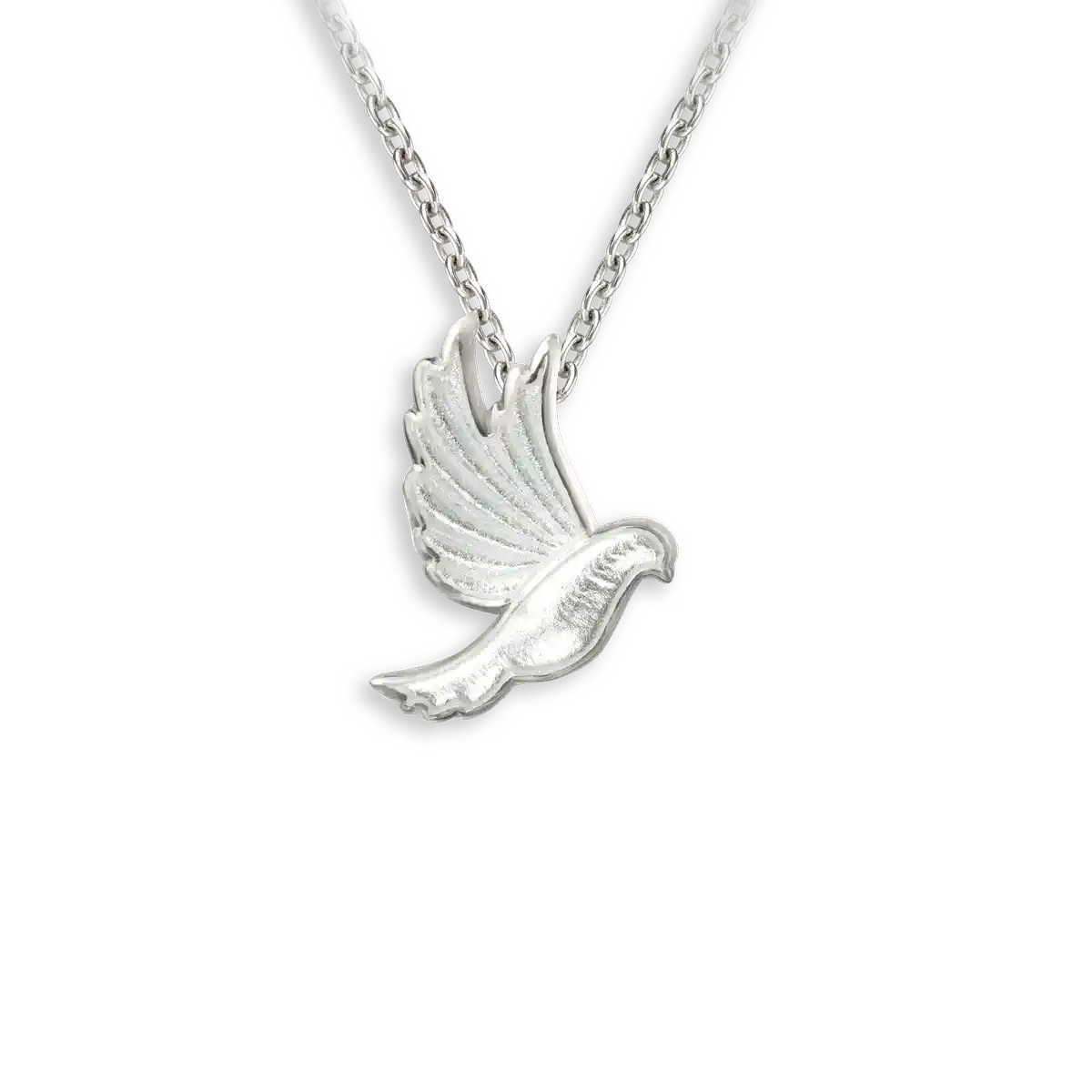Tiny Dove Necklace, Sterling and Enamel
