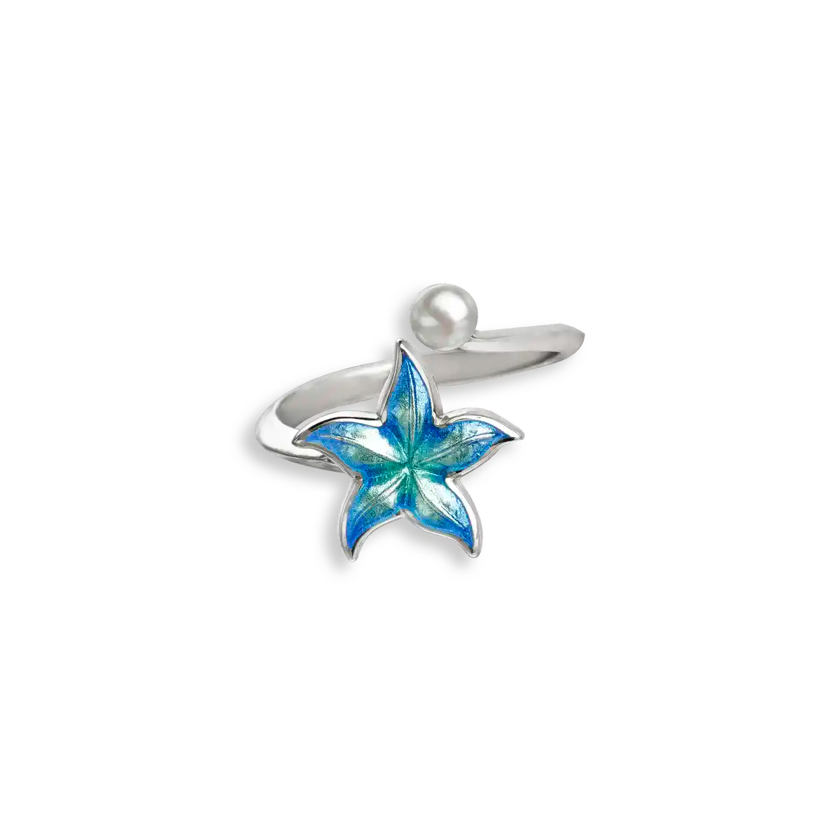 Petite Starfish Ring, Sterling and Enamel
